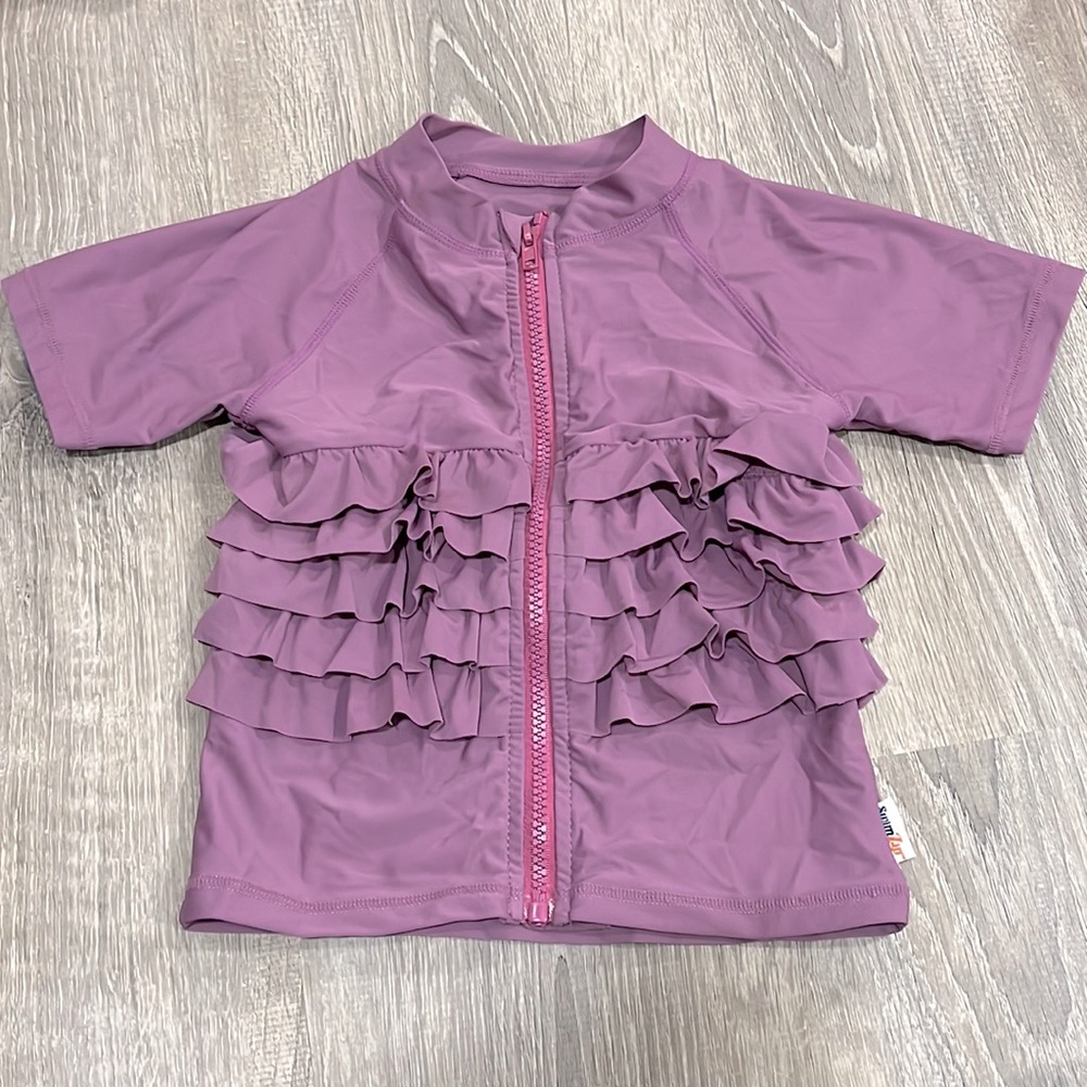 Swim Zip Girls Swimming Shirt Purple Ruffle